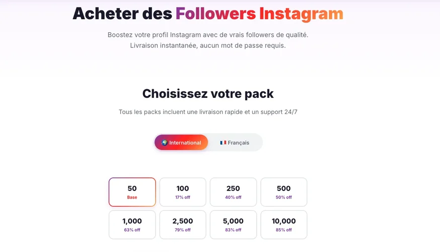 Pacchetti comprare followers Instagram Followers Lab
